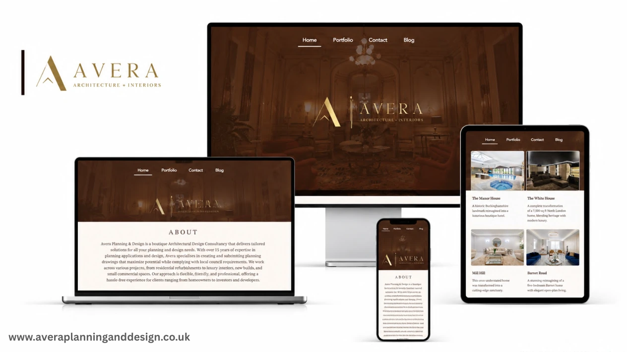 Avera Planning & Design responsive website presentation from the Wireframe Studios portfolio