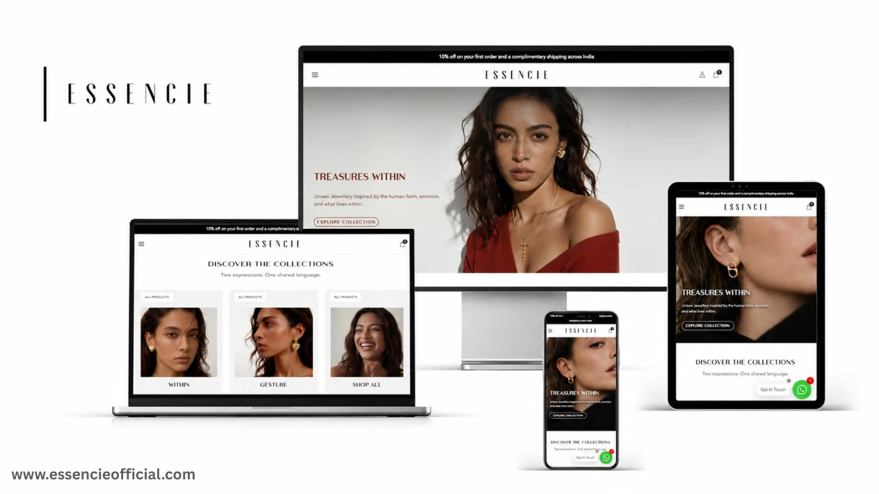Essencie responsive website presentation from the Wireframe Studios portfolio