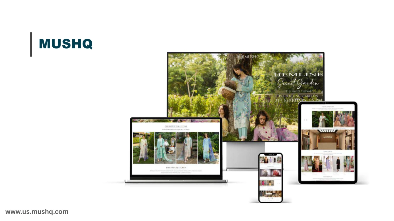Mushq responsive website presentation from the Wireframe Studios portfolio
